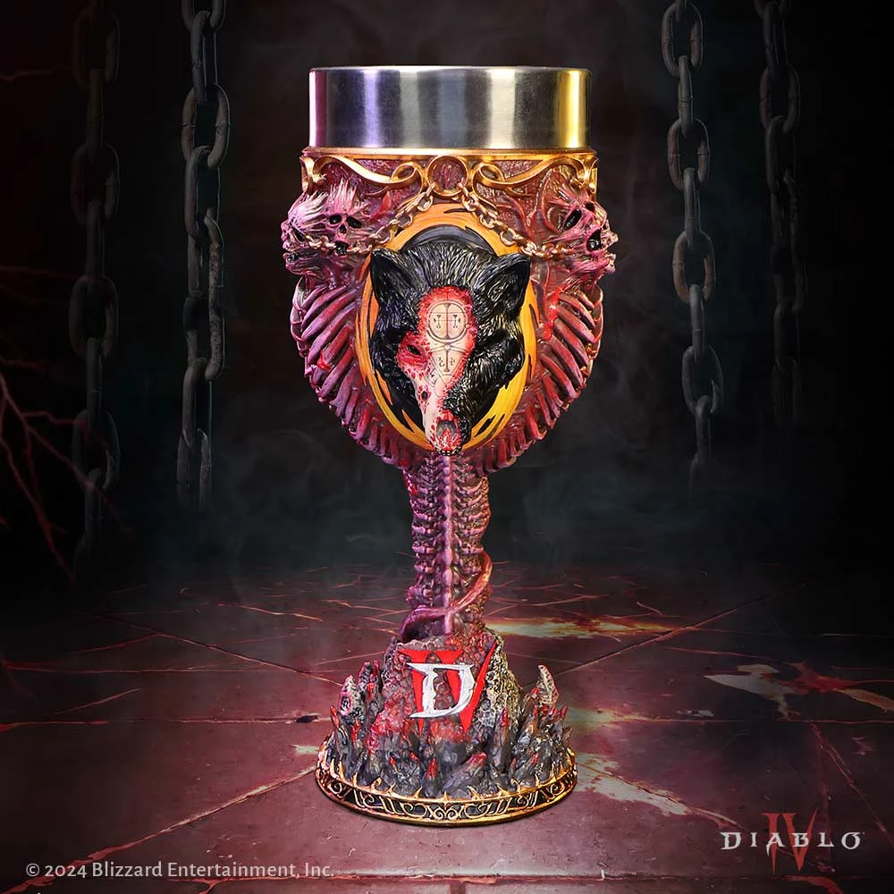 Krigë koleksionuese NEMESIS NOW Diablo IV Mephisto, rezinë e pikturuar me dorë, me insert inox, e kuqe/zezë me aksente ari