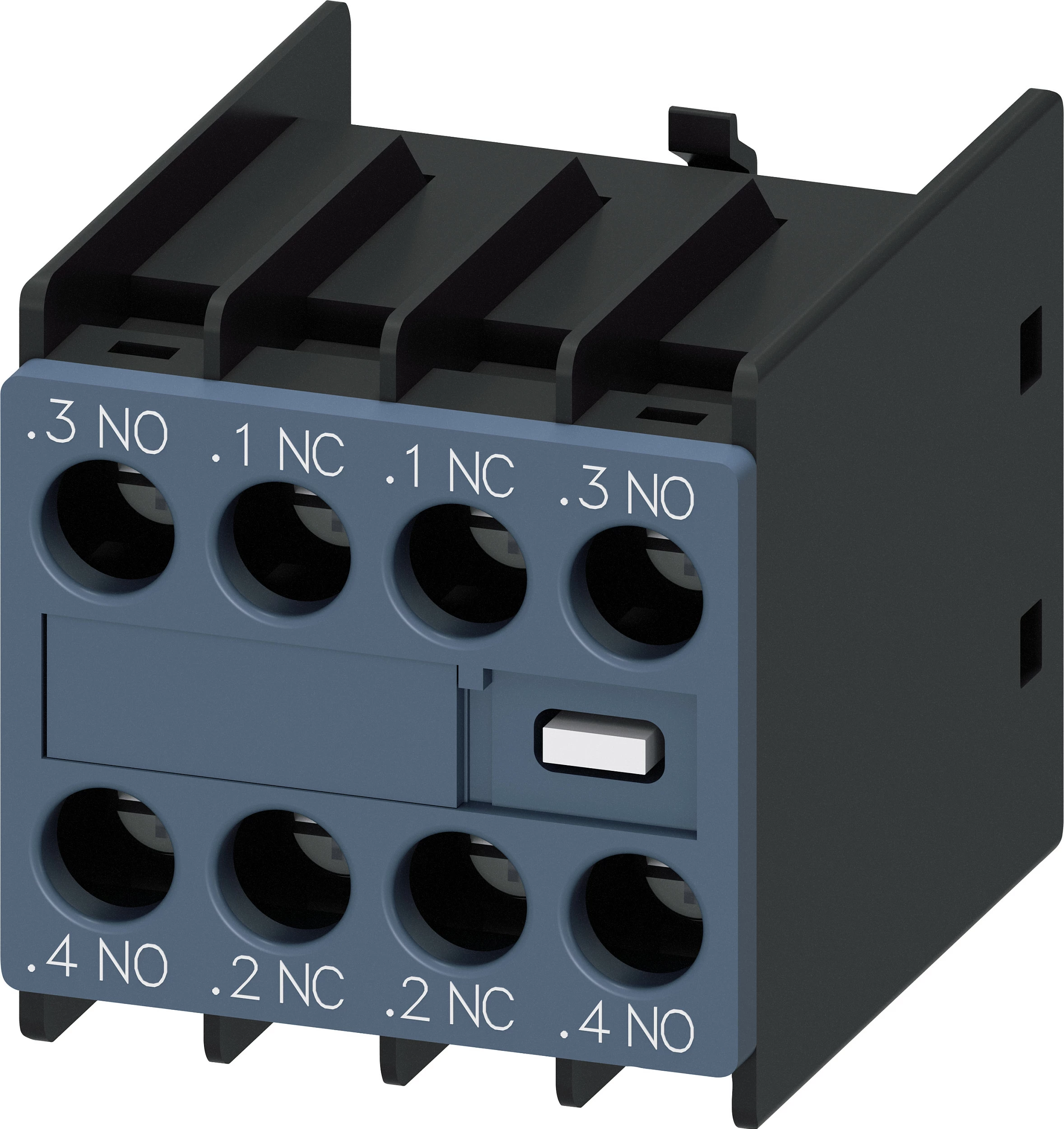 Bllok kontakti ndihmës Siemens 3RH29111FA22, 2NO+2NC, montim frontal S00/S0, lidhje me vidë, i zi