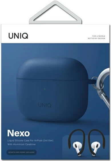 Mbështjellës UNIQ Nexo për AirPods 3 me Ear Hooks, silikon, kaltër