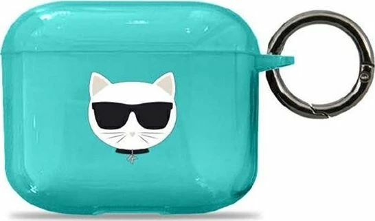 Mbështjellës mbrojtës Karl Lagerfeld KLA3UCHFL Choupette për AirPods 3, blu