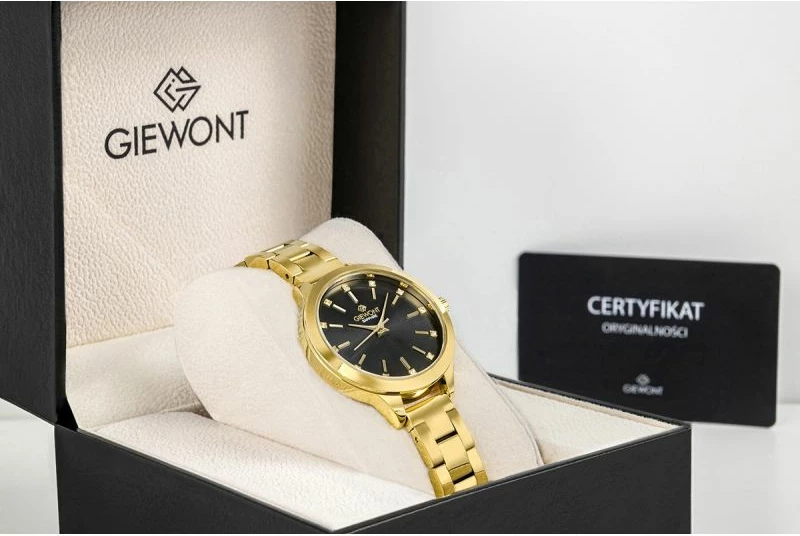 Orë dore femra Giewont GW2720-B3, e zezë dhe e artë, set