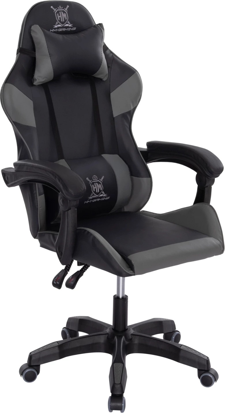 Karrige për lojëra DARREN FH1203.10, e zezë-gri, PVC & najlon, 51x49x125H cm
