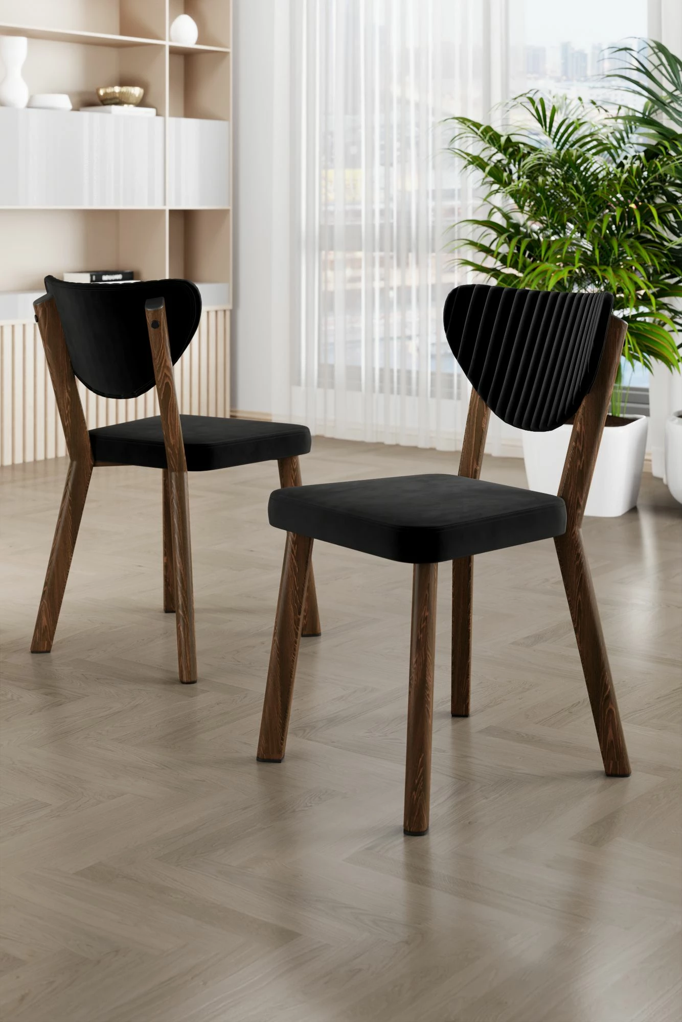 Set karrigesh (4 copë) Hanah Home, Arfe, e zezë, kafe