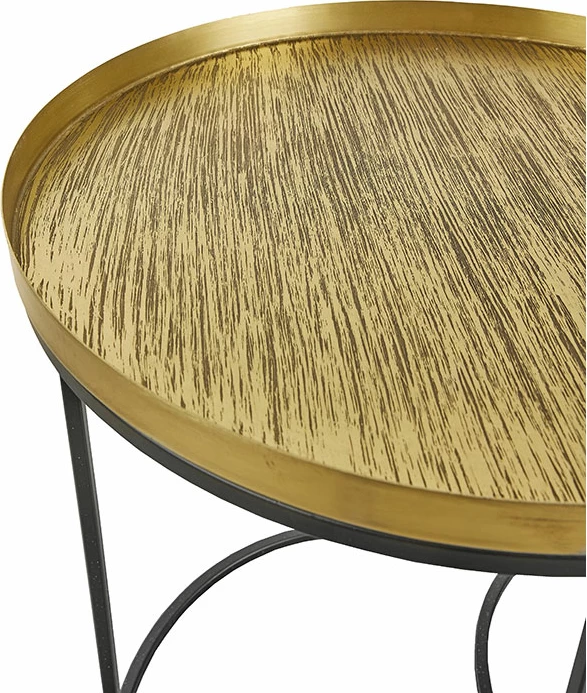 Set tavolinash anësore Totale, 2 copë, ngjyrë bronzi antik dhe e zezë, 49x49x56