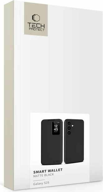 Mbështjellës Tech-Protect Smart Wallet për Samsung Galaxy S25, i zi mat