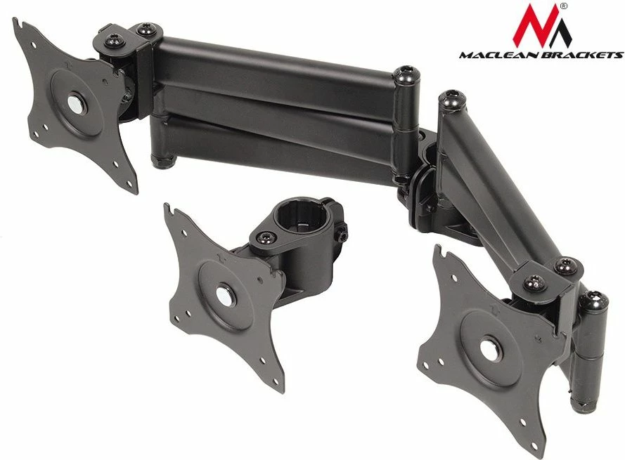 Mbajtëse tavoline për 3 monitorë Maclean MC-691 13–27\" VESA 75x75/100x100, e zezë
