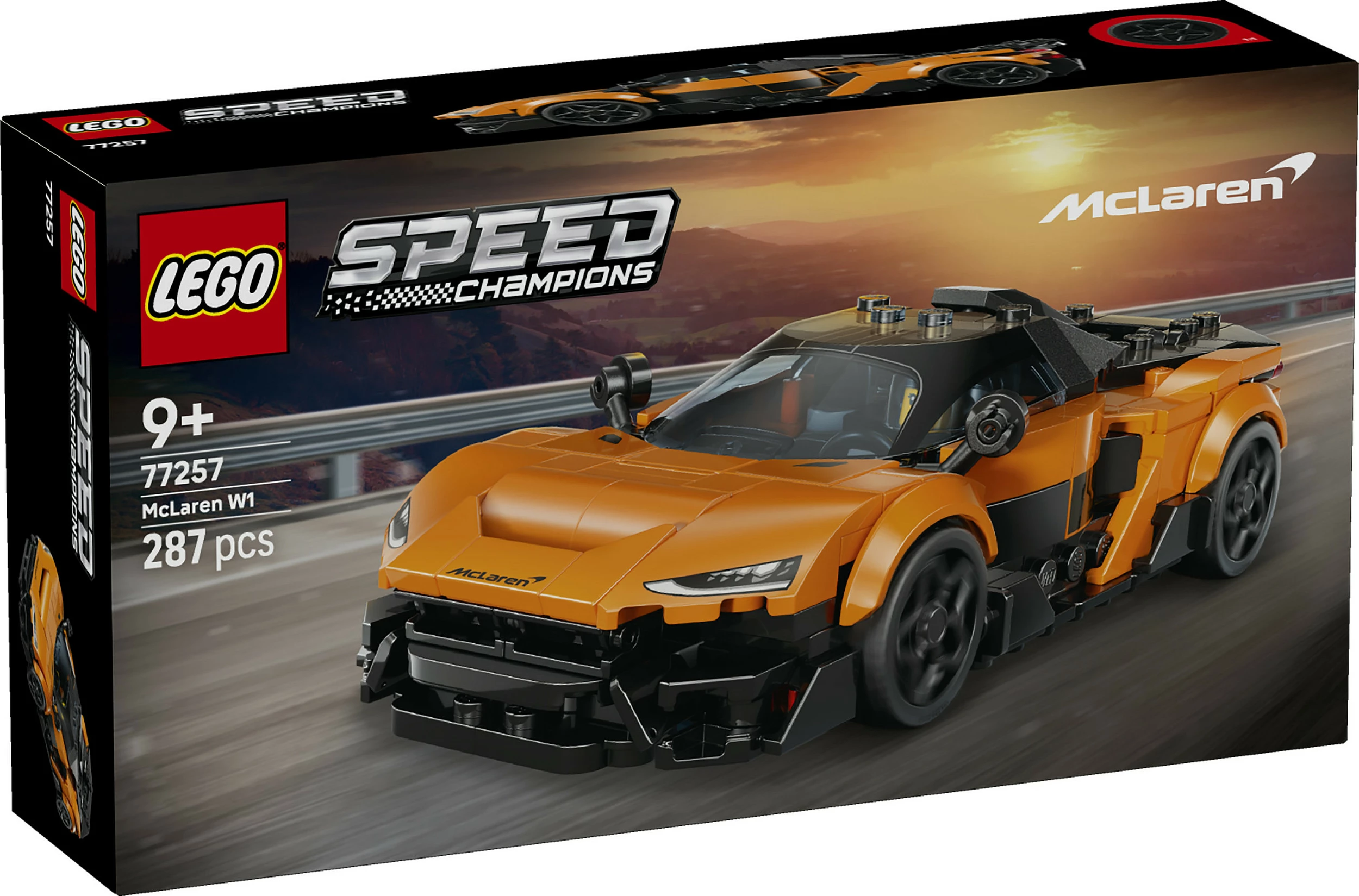 Set ndërtimi LEGO Speed Champions McLaren W1 77257, 287 copë, 9+, portokalli/zi