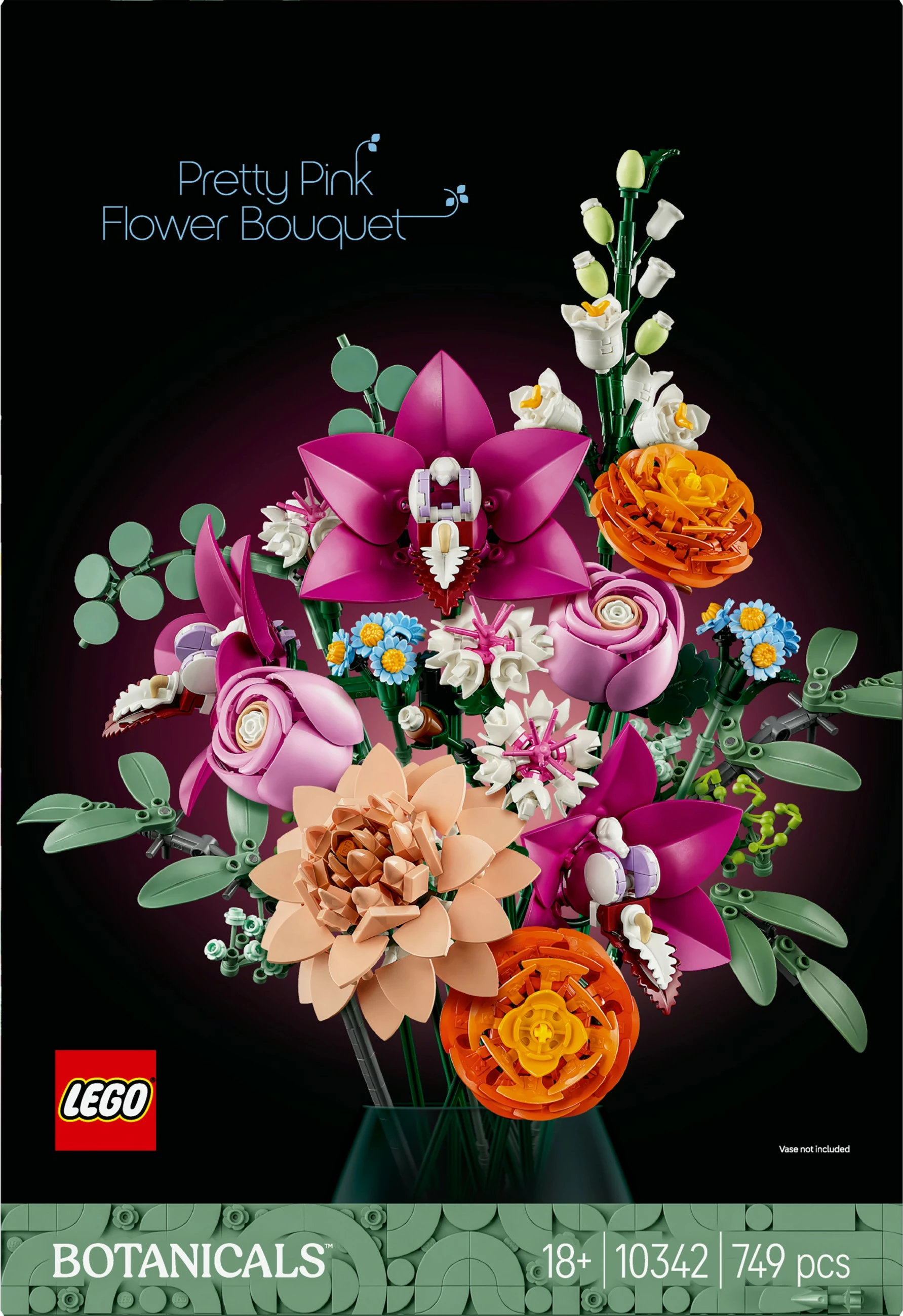 Set ndërtimi LEGO Botanicals Schöner Rosafarbener Blumenstrauß 10342, shumëngjyrësh