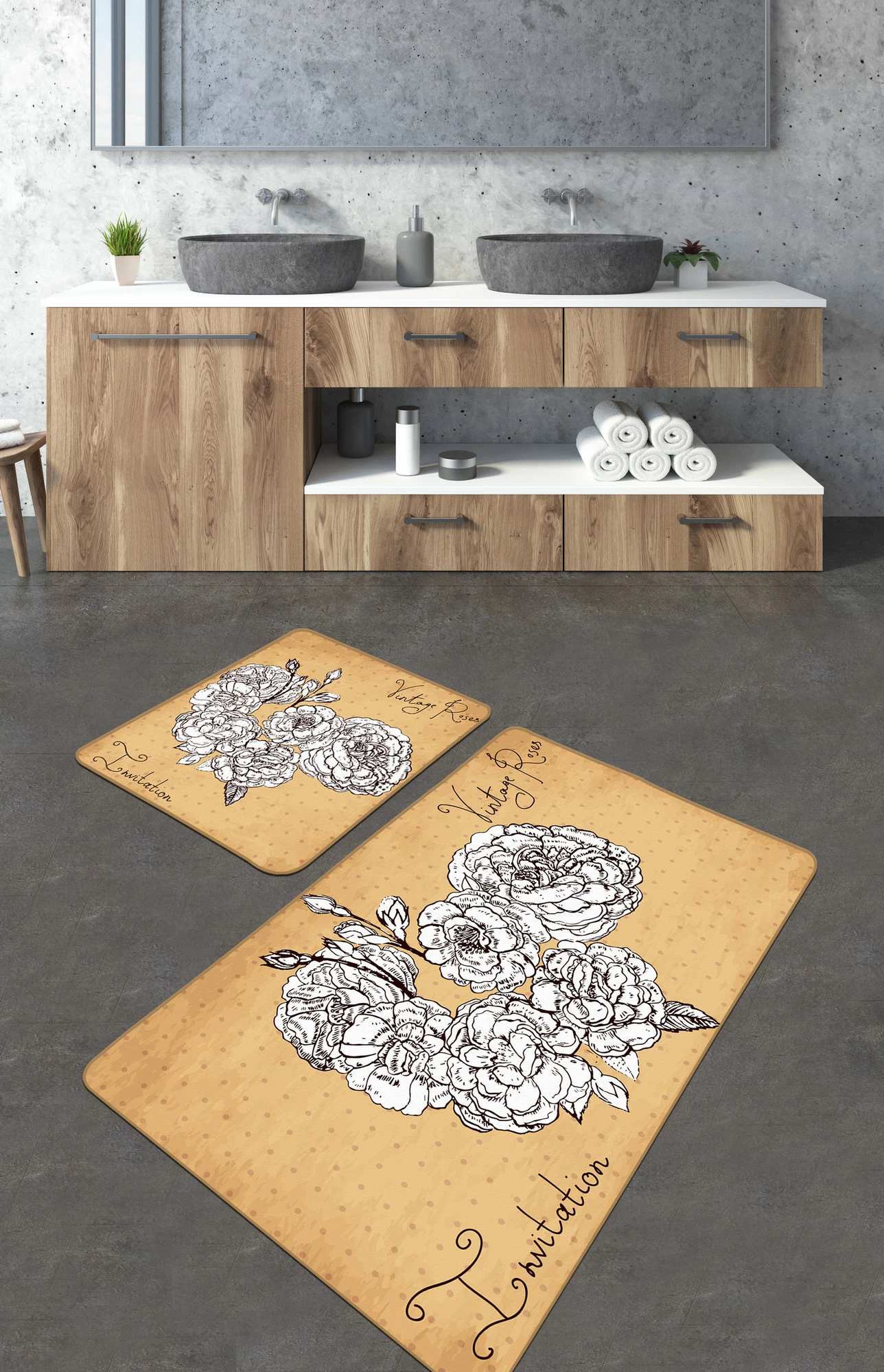 Set tapetash për banjo, 2 copë, Mijölnir, trëndafila vintage