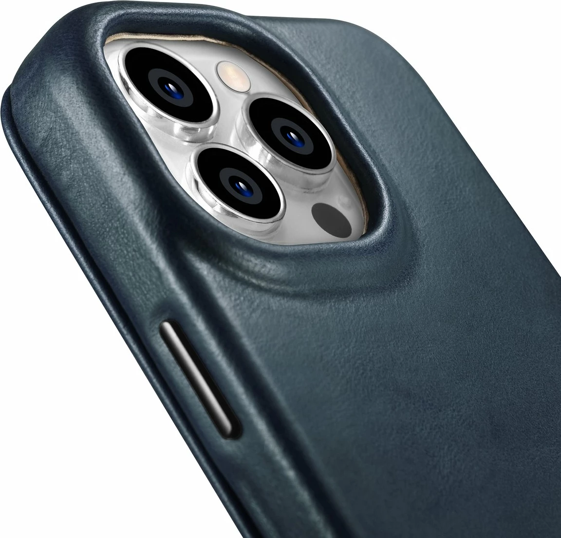 Mbështjellës iCarer Oil Wax Premium Leather Folio për iPhone 14 Pro Max, MagSafe, Kaltër