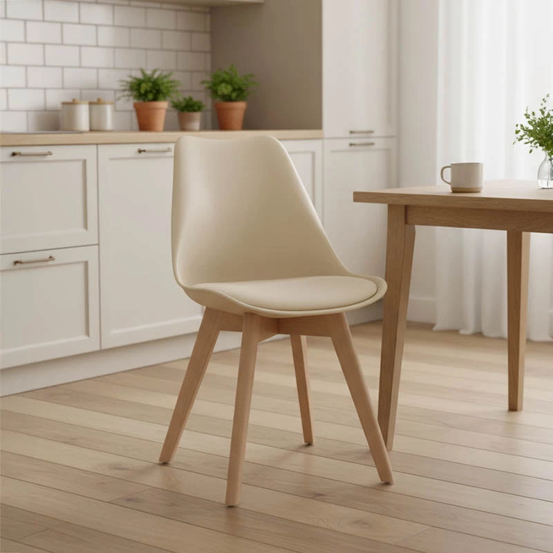 Karrige Gaston PP-PU ngjyrë taupe - këmbë natyrale 58x47x85cm