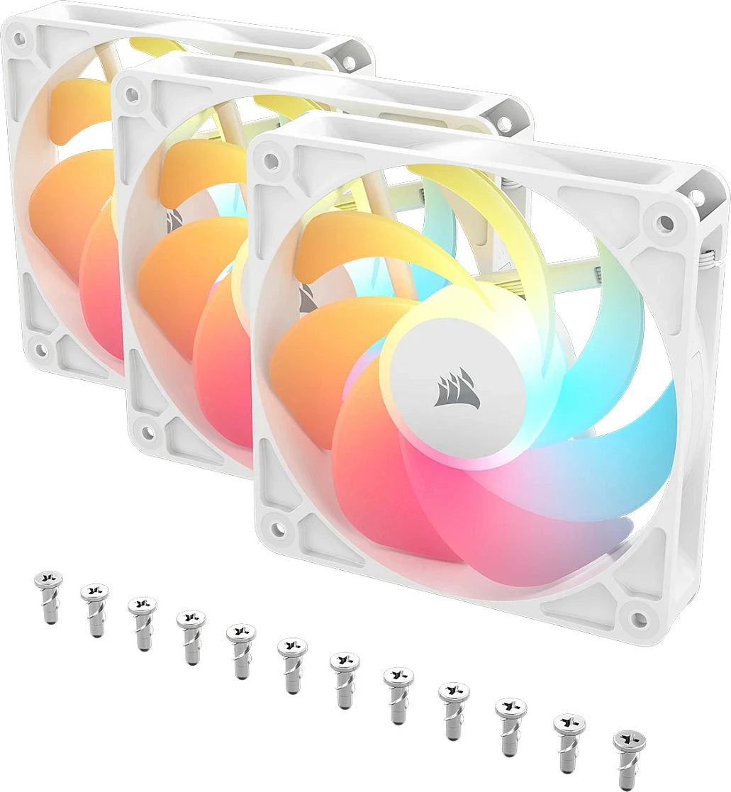 Ventilator për kasë Corsair RS120-R ARGB PWM 120mm, 3 copë, i bardhë