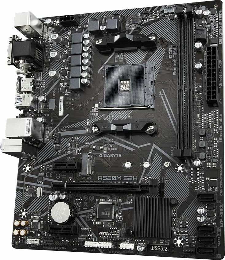 Pllakë amë Gigabyte A520M S2H, AM4, micro-ATX, DDR4 64GB, HDMI/DVI-D/VGA