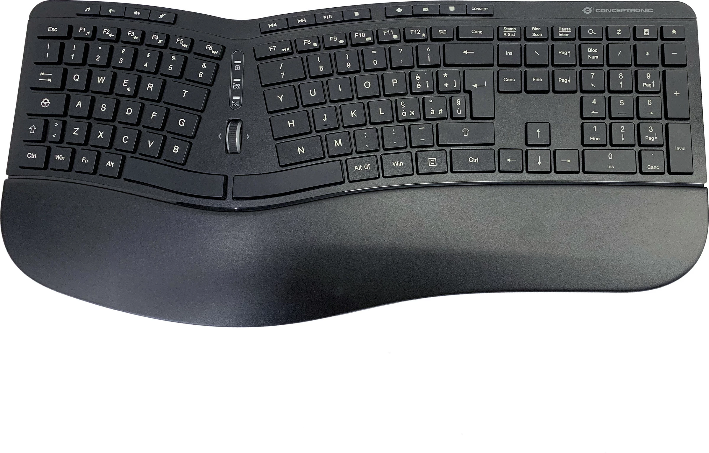 Set tastierë wireless Conceptronic, layout italian, maus ergonomic, e zezë