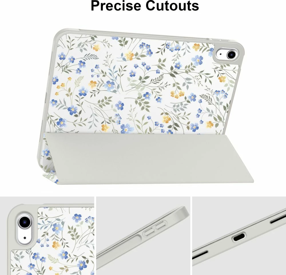 Mbështjellës për tablet Tech-Protect SC Pen Case për iPad 10.9" (10 gen.)/11" (11 gen.), Daisies with Leaves, Bardhë/Transparent