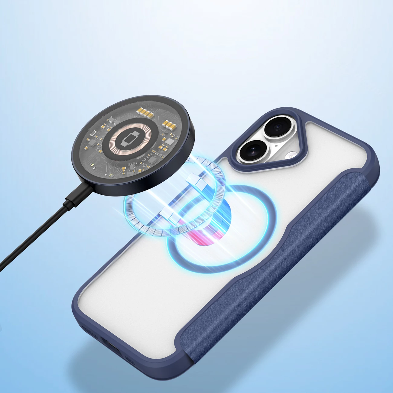 Mbështjellës Dux Ducis Skin X Pro për iPhone 17 Air me MagSafe dhe portofol, Kaltër