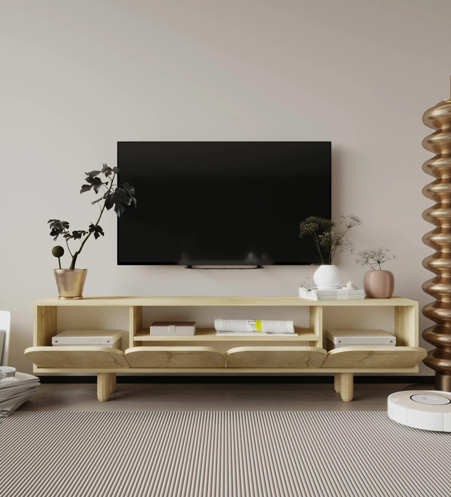 Komodë TV Skye Decor, ngjyrë lisi Sapphire Oak, Lazio