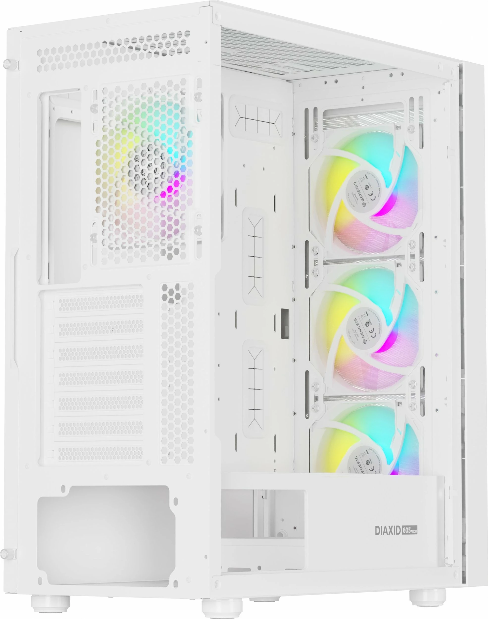 Kasë GENESIS Diaxid 605 ARGB (NPC-2173) Midi Tower ATX/microATX/Mini-ITX USB-C, e bardhë
