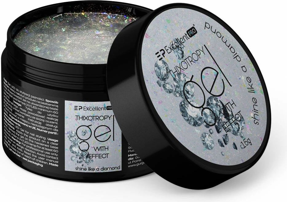 Xhel ndërtues për thonj Excellent PRO Shine Like a Diamond për femra, 15g