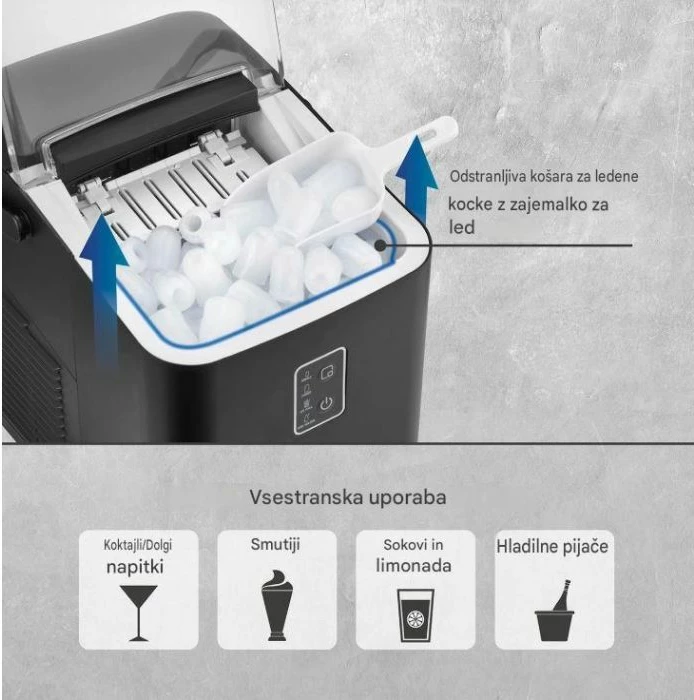 Aparat për kuba akulli CASO IceChef Compact 3401, 12 kg/24h, 1 l, 120 W, i zi mat