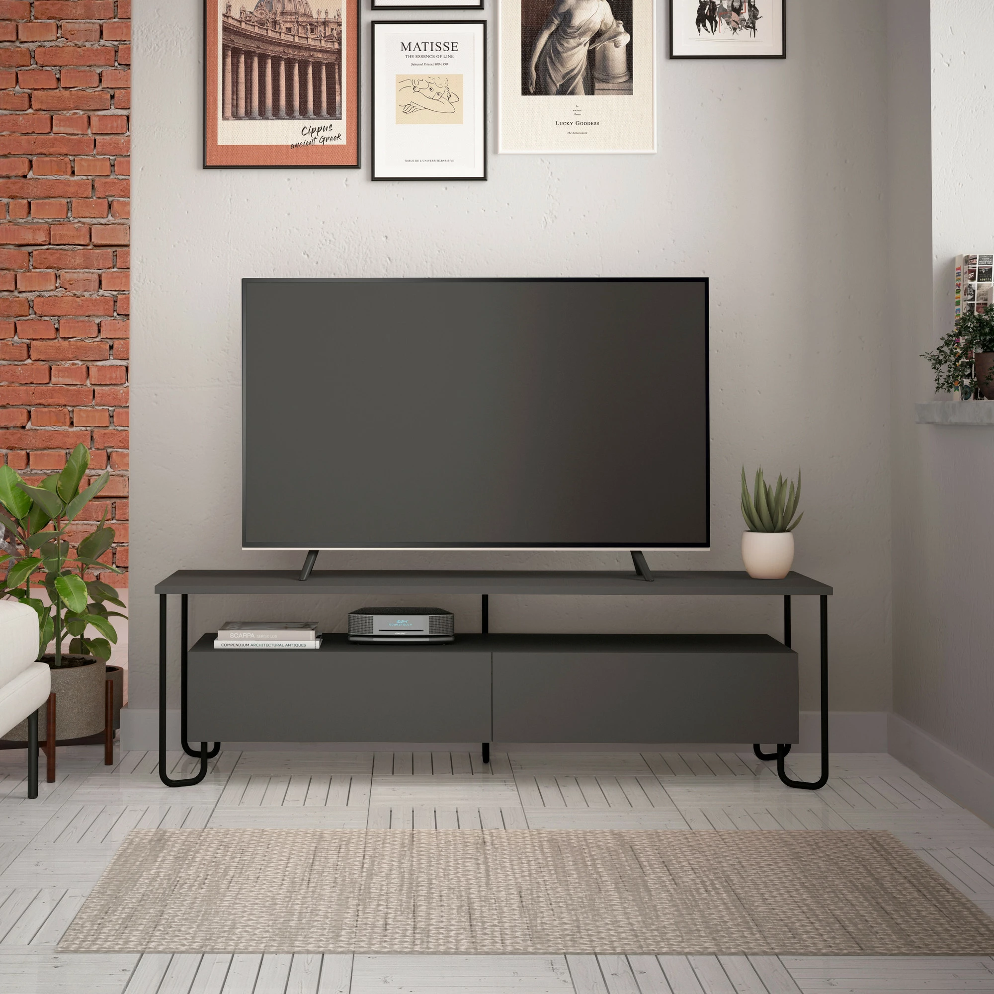 Komodë TV Skye Decor, ngjyrë antracit