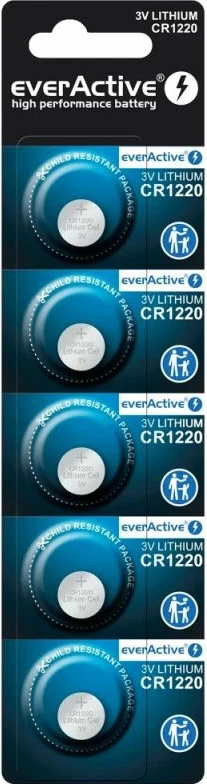 Bateri monedhë everActive CR1220, set 5 copë