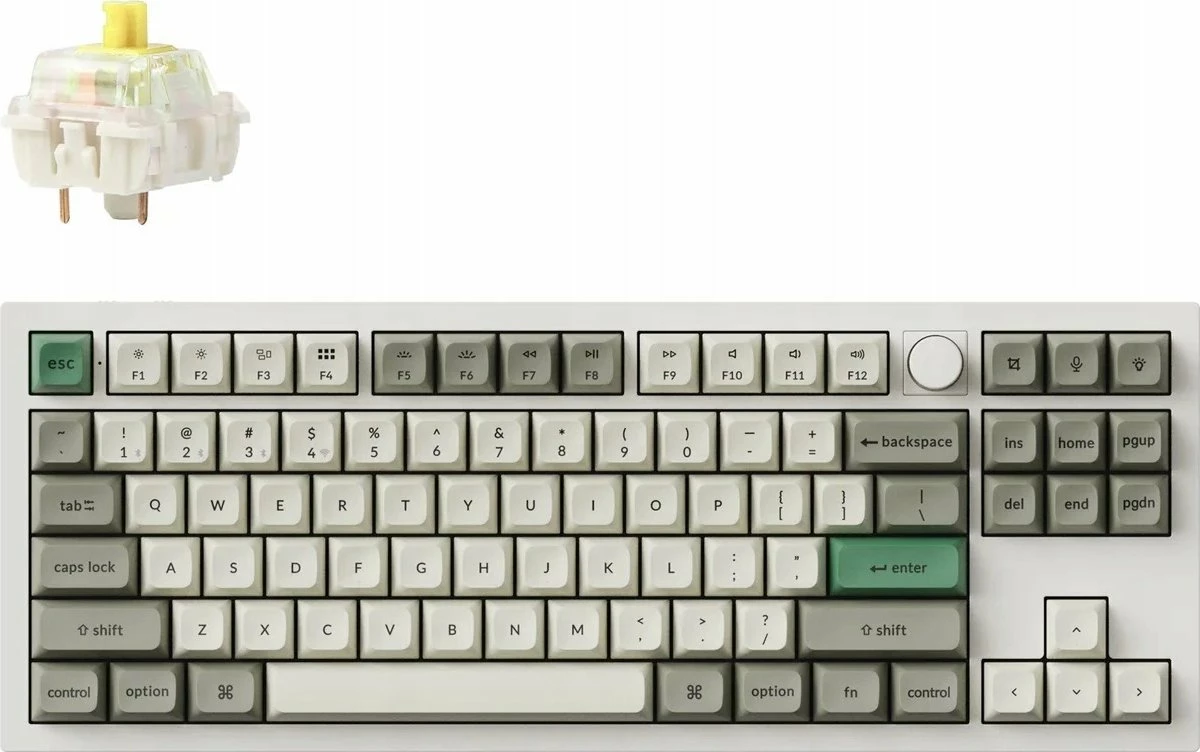 Tastierë mekanike Keychron Q3 Max QMK/VIA (Q3M-P4), Gateron Jupiter Yellow, TKL 80%, RGB, USB/Bluetooth/2.4GHz, e bardhë