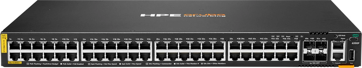 Switch HPE Aruba CX 6200F, 48x Gigabit PoE, 4x SFP+ 10G, 370W