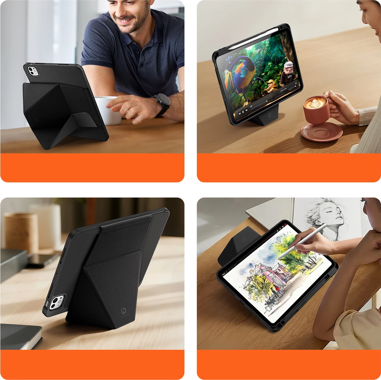 Mbështjellës Dux Ducis Vers për iPad Pro 11\" (2024/2025), me stendë, mbajtës Apple Pencil, auto wake/sleep, i zi