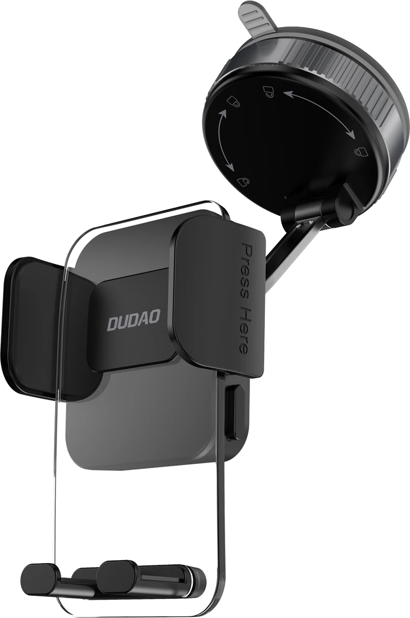 mbajtës makine për celular Dudao F24PLUS me kapje vakum, montim në panel, rregullim 360°, aliazh zinku/plastikë, i zi