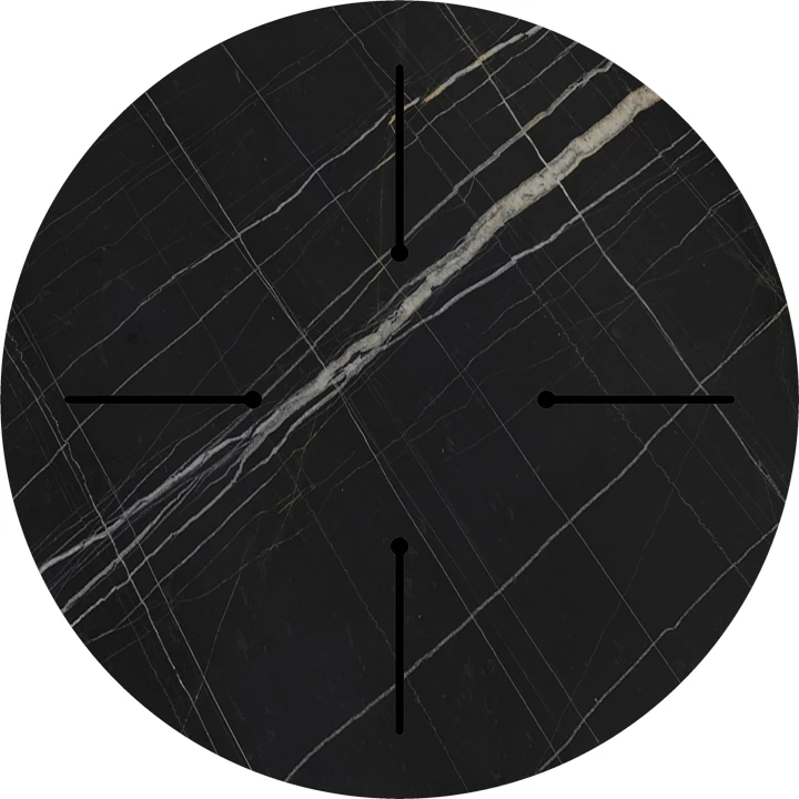 Sipërfaqe tavoline Relian, pamje mermeri të zi, HPL, D80cm, trashësi 12mm