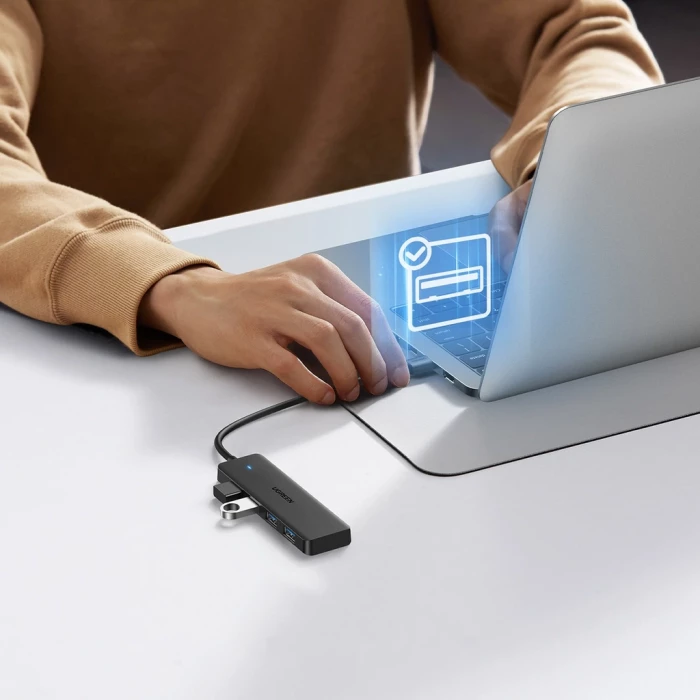 Hub USB UGREEN 35574, 4-port USB 3.0, kabllo 1 m, zi