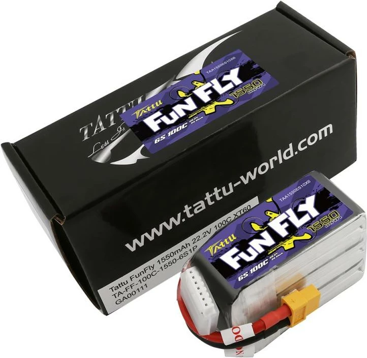 Bateri LiPo Tattu Funfly 1550mAh 22.2V 100C 6S1P me XT60