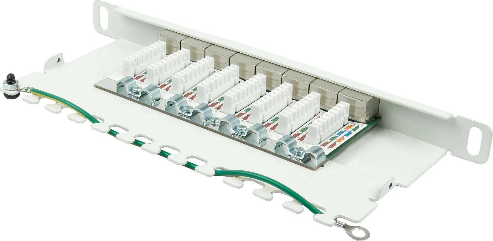 Patch panel GoodConnections GC-N0131, Cat6a, 8x RJ-45, 0.5U, 10GbE, i bardhë