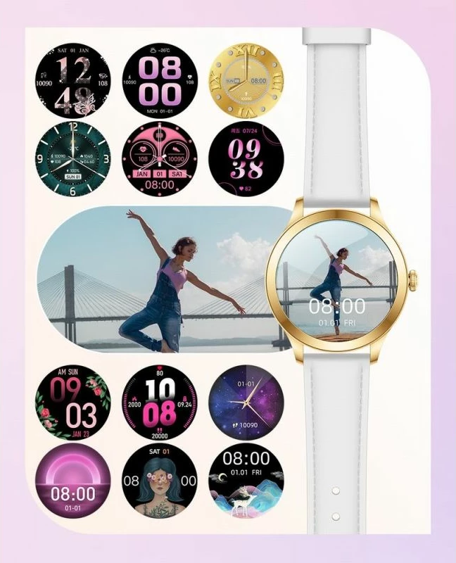 Smartwatch Gravity për femra, e bardhë e arit