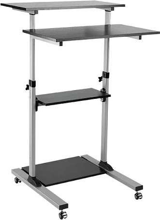 Stacion pune sit-stand LogiLink, mobil me rrota, lartësi e rregullueshme, e zezë/hiri