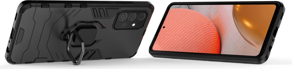 Mbështjellës Hurtel Ring Armor për Samsung Galaxy A72 4G, me këmbalec, i zi