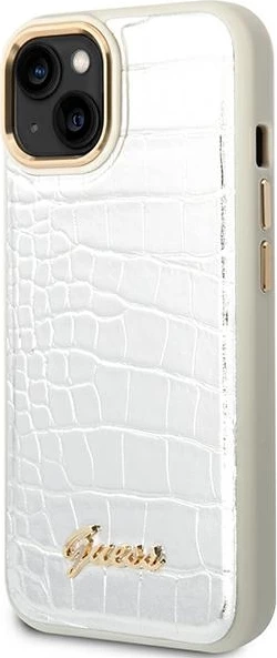 Mbështjellës Guess Croco Collection për iPhone 14 Plus 6.7", argjendtë