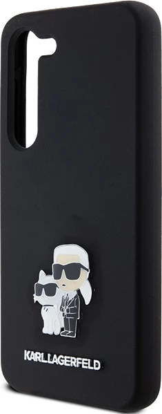 Mbështjellës Karl Lagerfeld Silicone Karl&Choupette Metal Pin për Samsung Galaxy S24, i zi