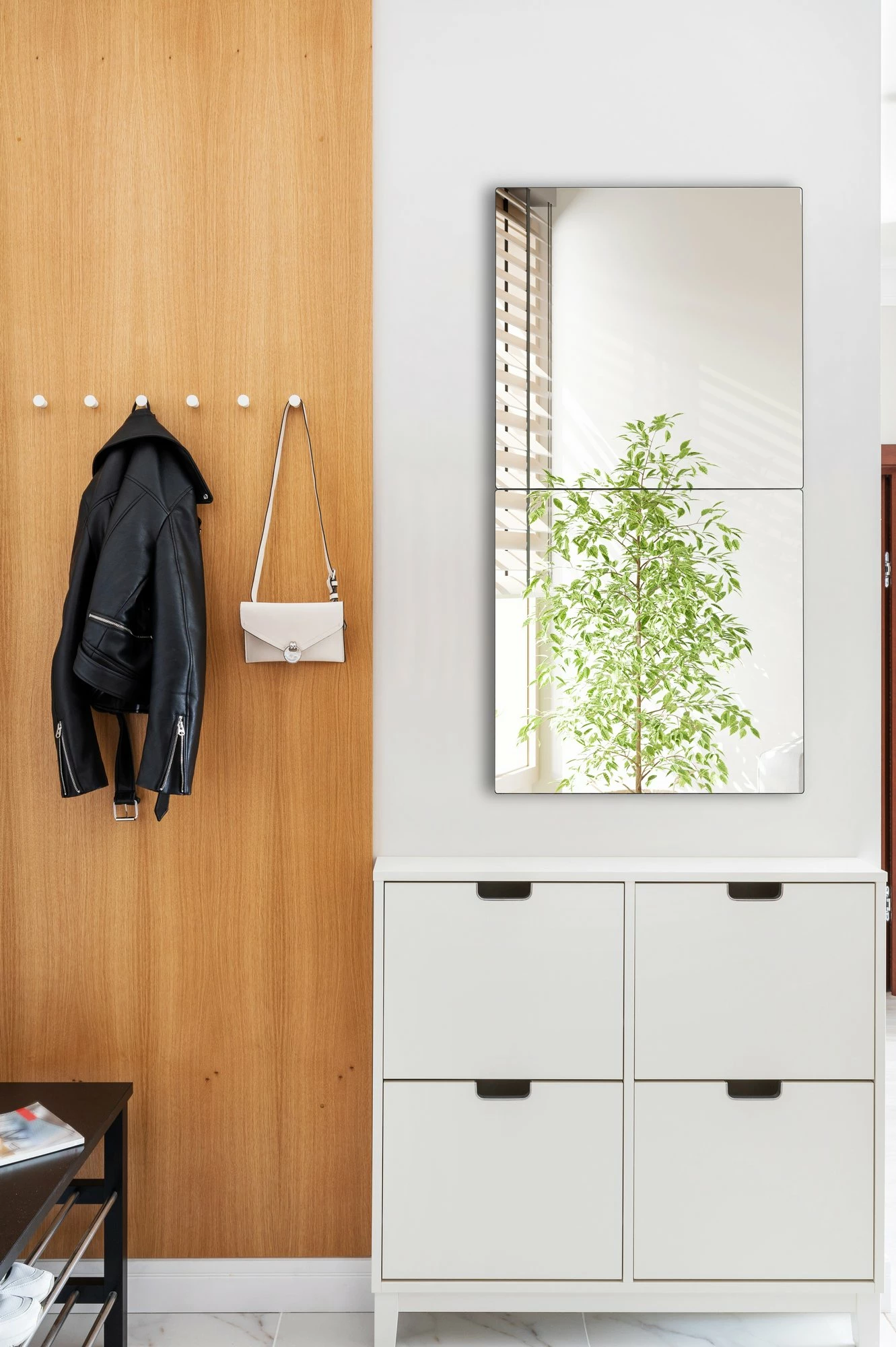 Pasqyrë drejtkëndore Skye Decor, argjend, 30x60cm, 2 copa