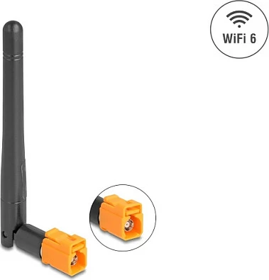 Antena WiFi DeLOCK WiFi 6 FAKRA M, 3 dBi, 2.4/5 GHz, e zezë