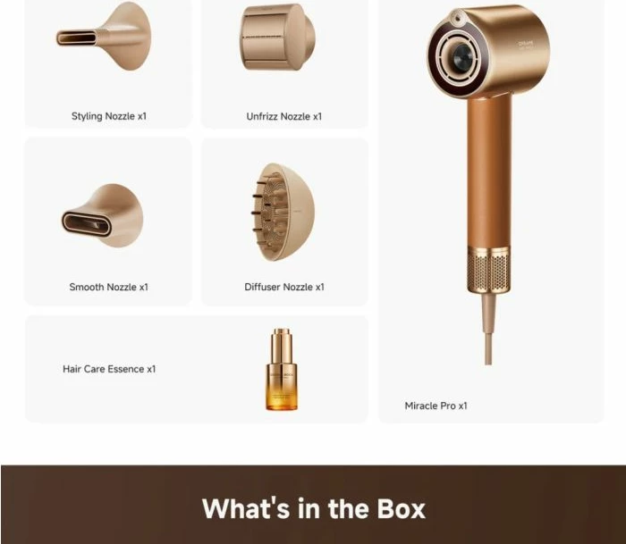 Tharëse flokësh DREAME Miracle Pro AHX30 1600W 130000RPM 5 aksesorë magnetik, gold