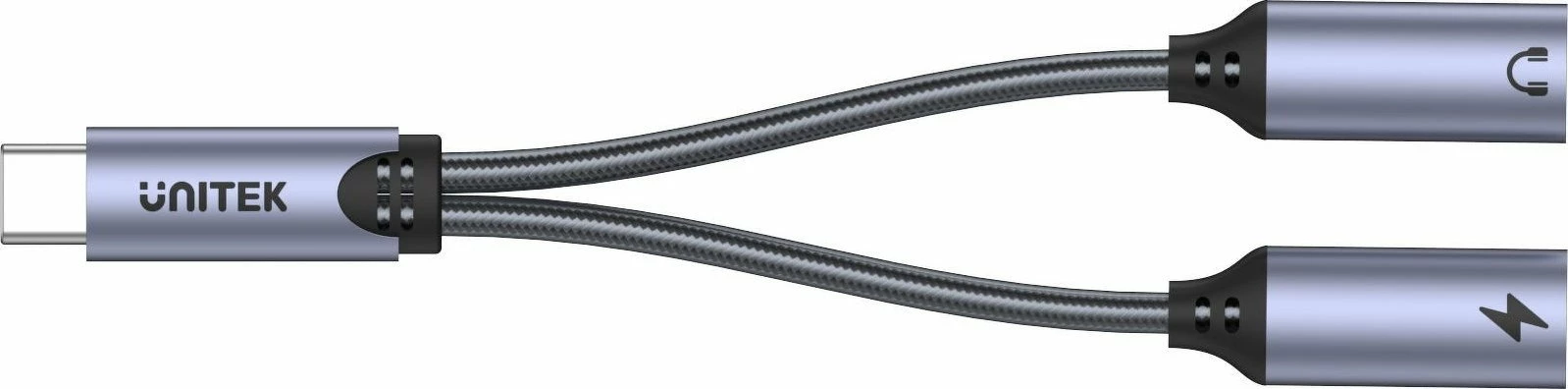 Adapter USB-C Unitek M206A 2-në-1 (USB-C në 2x USB-C), PD 18W, USB 3.0, argjend