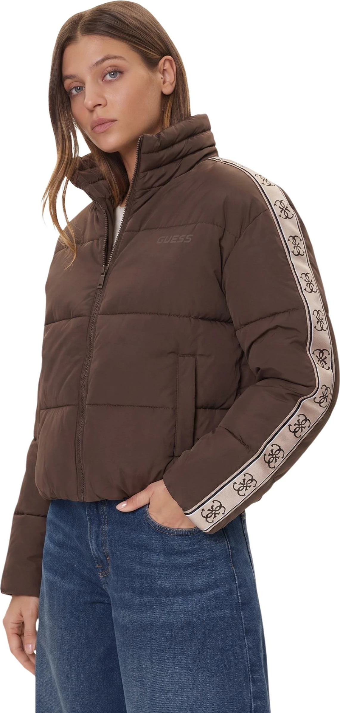 Jakne puffer për femra Guess Active New Jean V5BL11 WGYC2, kafe