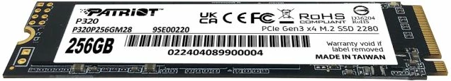 SSD Patriot P320 P320P256GM28 256GB M.2 NVMe PCIe Gen3 x4 2280