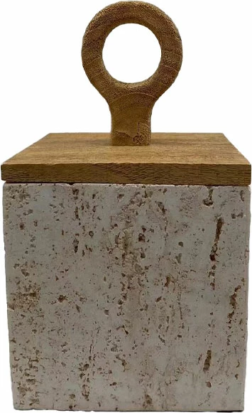 Enë magazinimi me kapak, teksturë guri natyral, 12x12x21cm