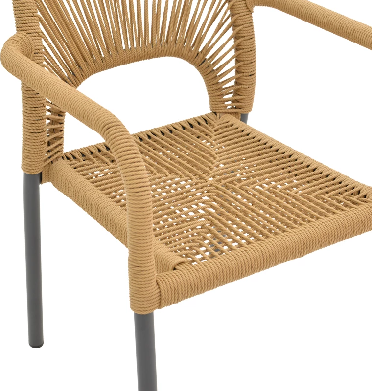 Karrige alumini me krahë Norture, e grumbullueshme, kornizë antracit-ratan natyral, 57x63x82cm