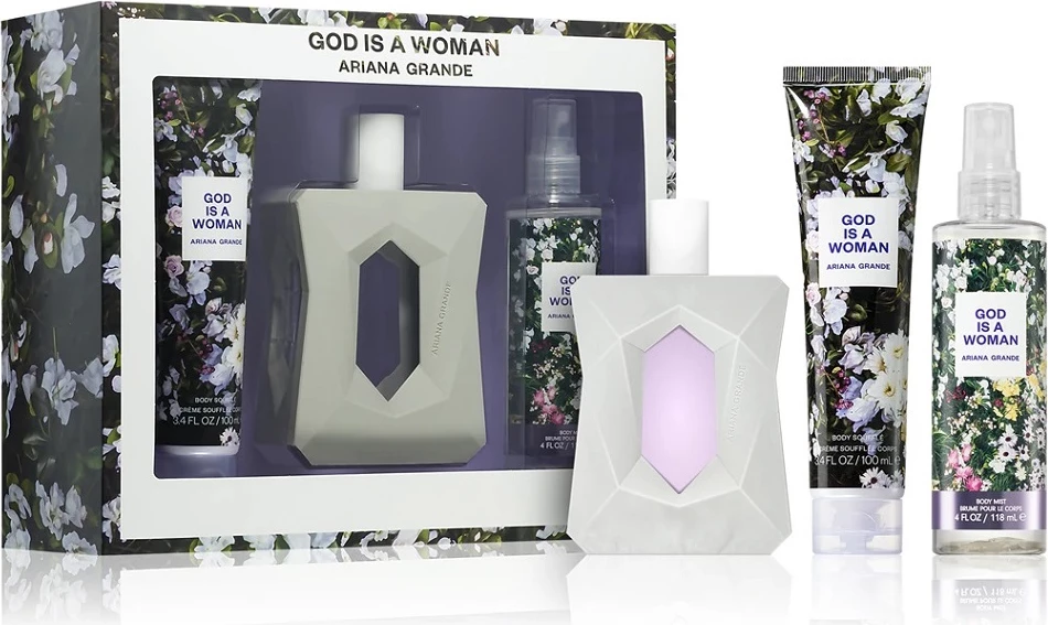 Set Eau de Parfum për femra Ariana Grande God Is A Woman, 100ml + body mist 118ml + body balm 100ml
