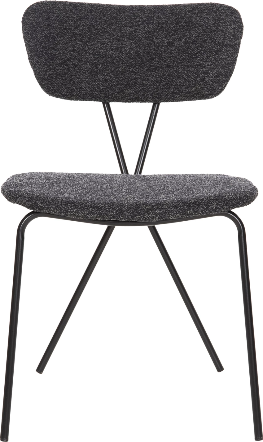 Karrige ngrënieje DORY, kornizë metalike e zezë, pëlhurë gri e errët, 48,5x61x76H cm., set prej 4 copash