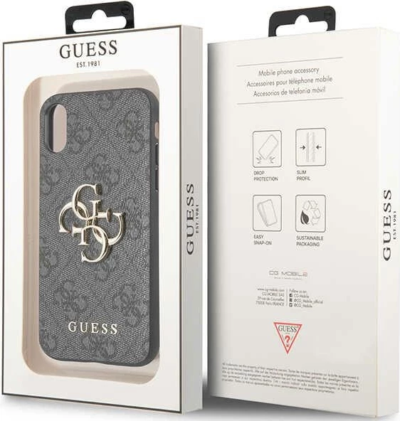 Mbështjellës Guess 4G Big Metal Logo për iPhone X/XS, Gri